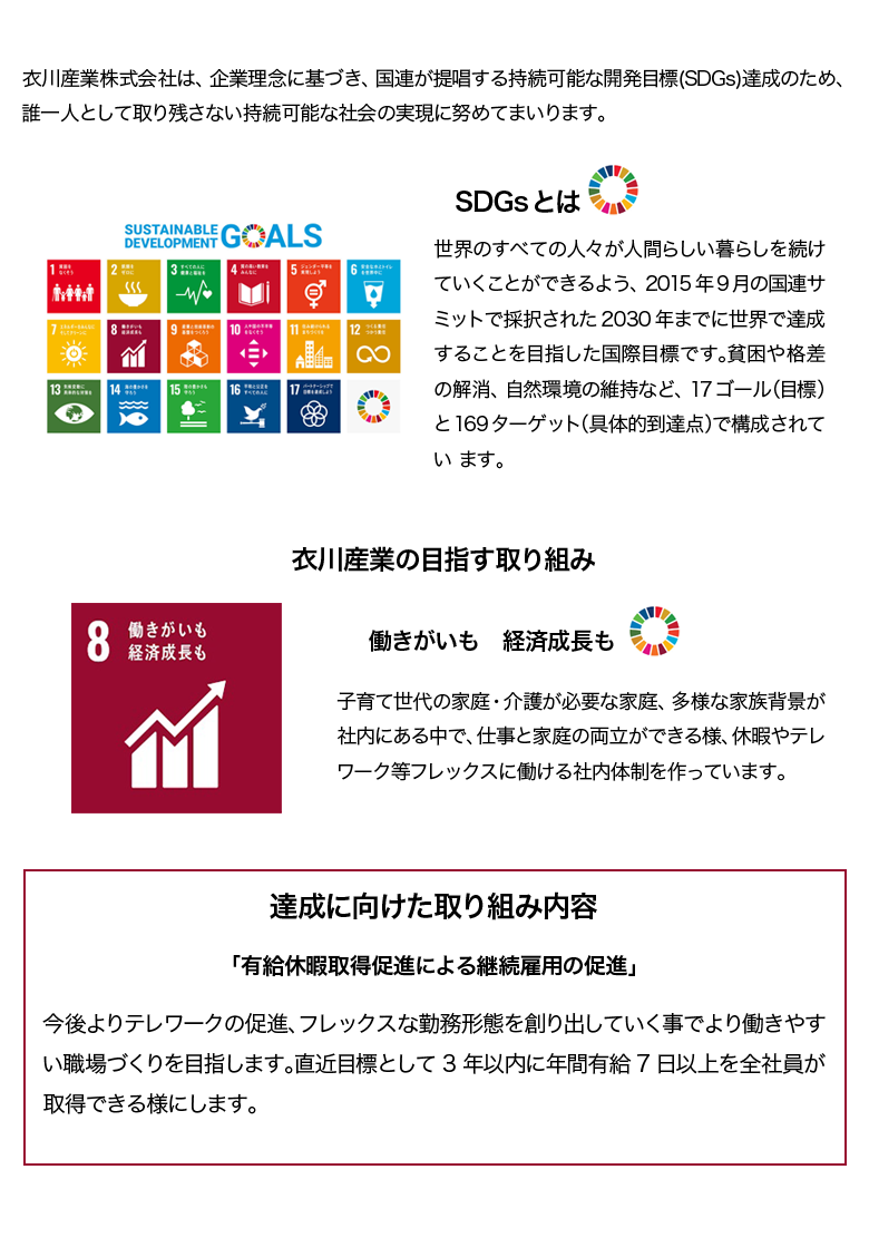 衣川産業のsdgs宣言です。